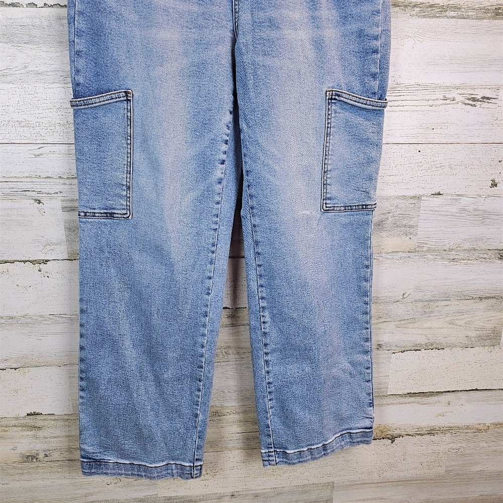 Judy Blue Claire Light Wash High Waist Wide Leg Cargo Jeans Stretch Denim 31 - Picture 11 of 13